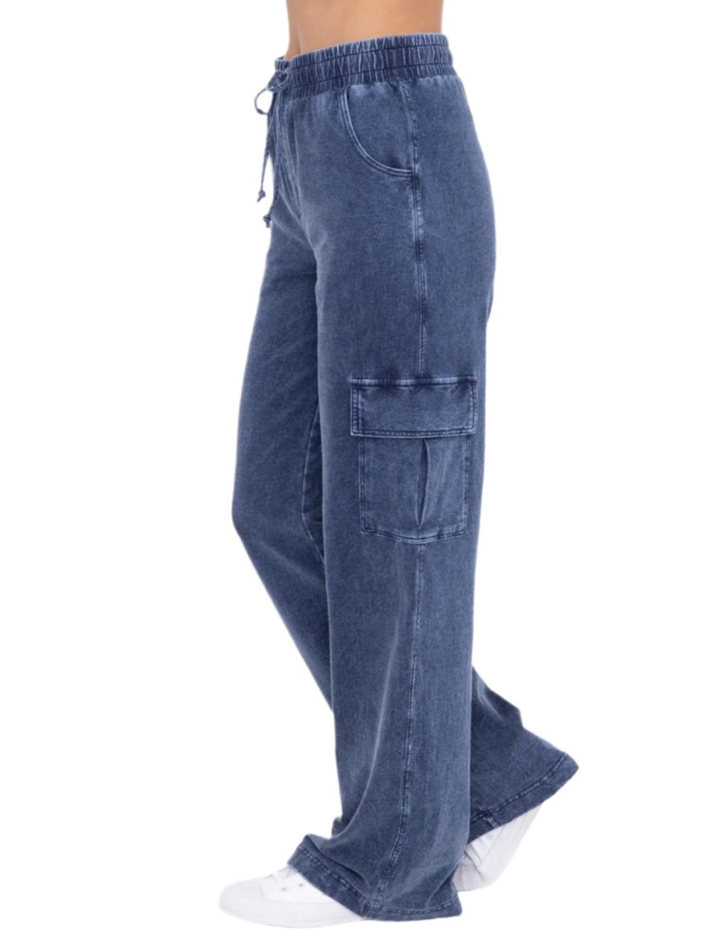 NWT Mono B Mineral Wash Wide Leg Cargo Sweatpants Utility Womens Small